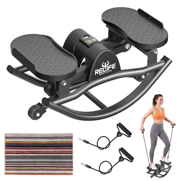 Rocking Stepper Machine with Resistance Bands for Exercise at Home