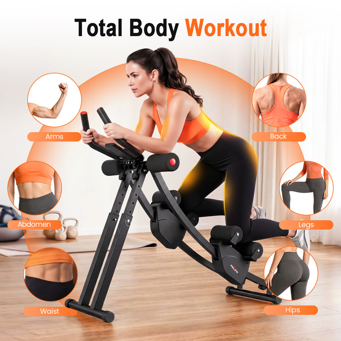 RELIFE REBUILD YOUR LIFE Adjustable Ab Machine, Foldable Ab Workout Equipment for Abs, Waist, Arms & Legs Independent Dual Tracks Waist Trainer 440LBS