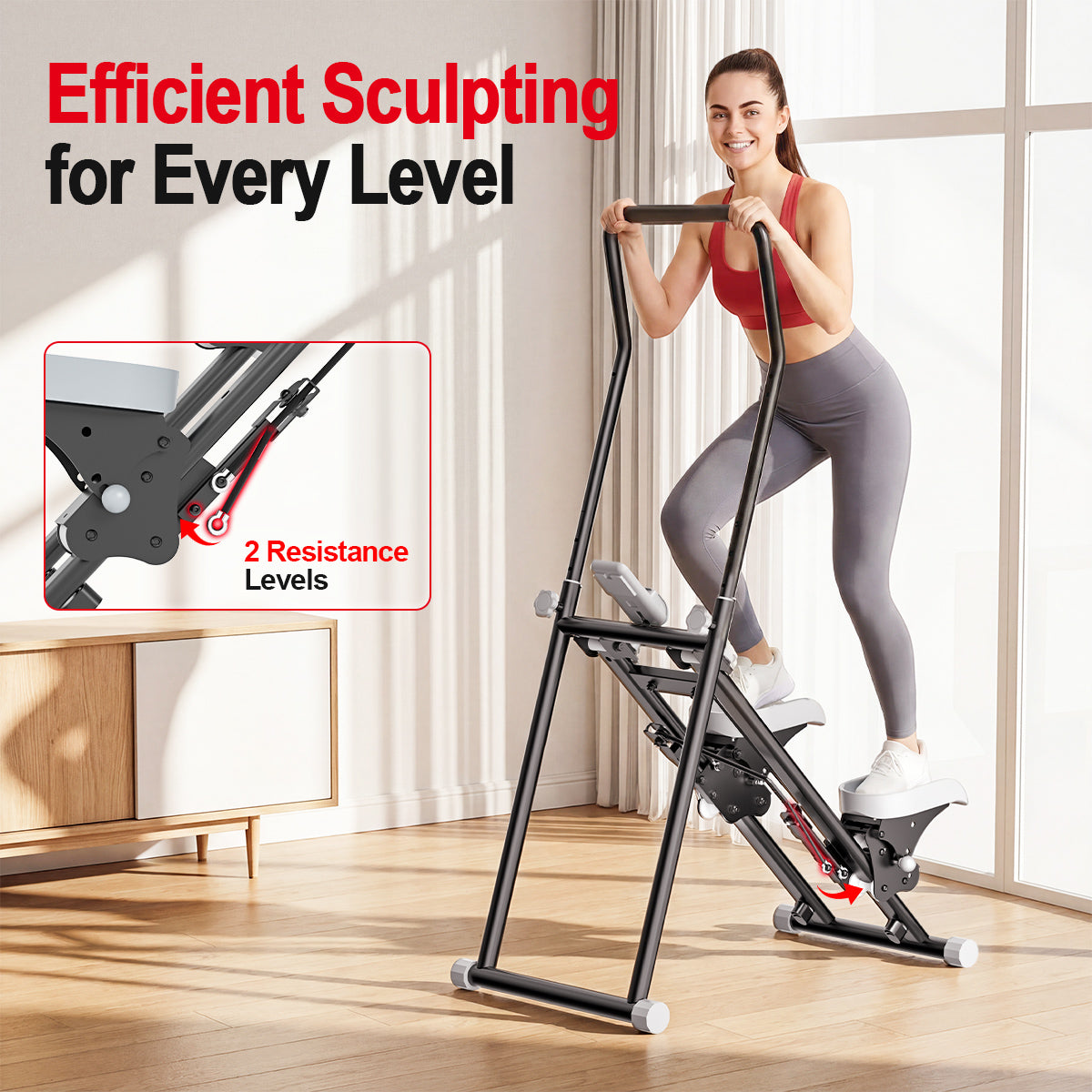 RELIFE Stair Stepper machine featuring adjustable resistance levels for body sculpting