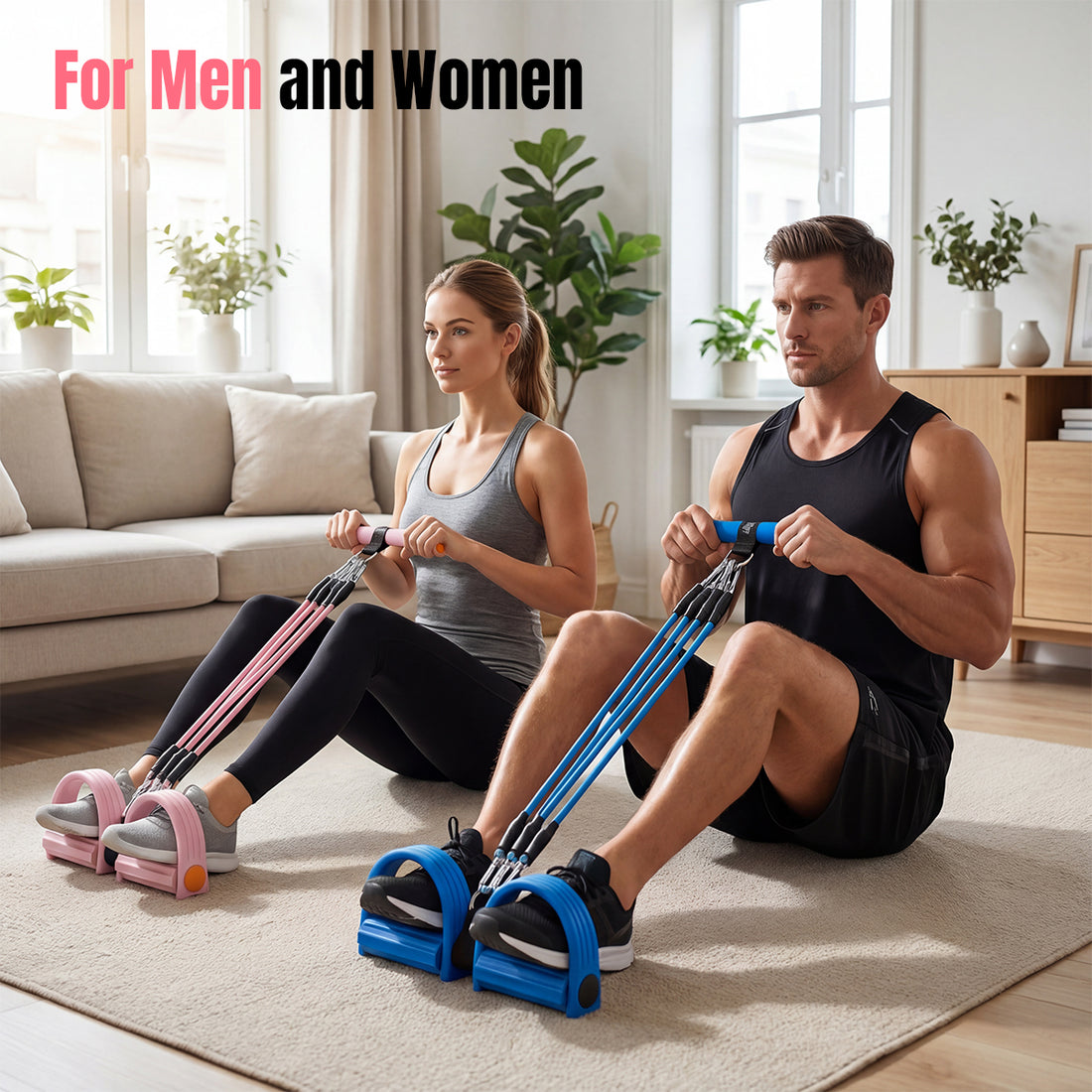 Pedal Resistance Bands with Handles – Portable Foot Pedal Resistance Trainer for Full Body Workout | Abdomen, Waist, Arms & Legs