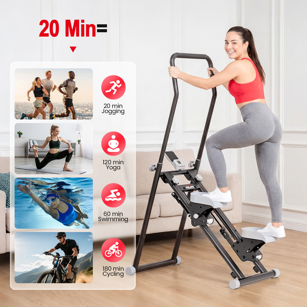 RELIFE Vertical Climber for efficient 20-minute daily home exercise