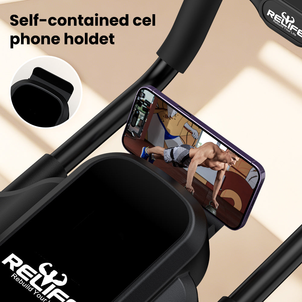 RELIFE ab roller featuring self-contained cell phone holder for exercise entertainment