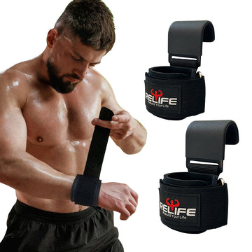 Heavy Duty Weightlifting Hooks (Pair) Non-Slip Wrist Straps for Shrugs Rows & Deadlifts Thick Wrist Padding Weight Grips