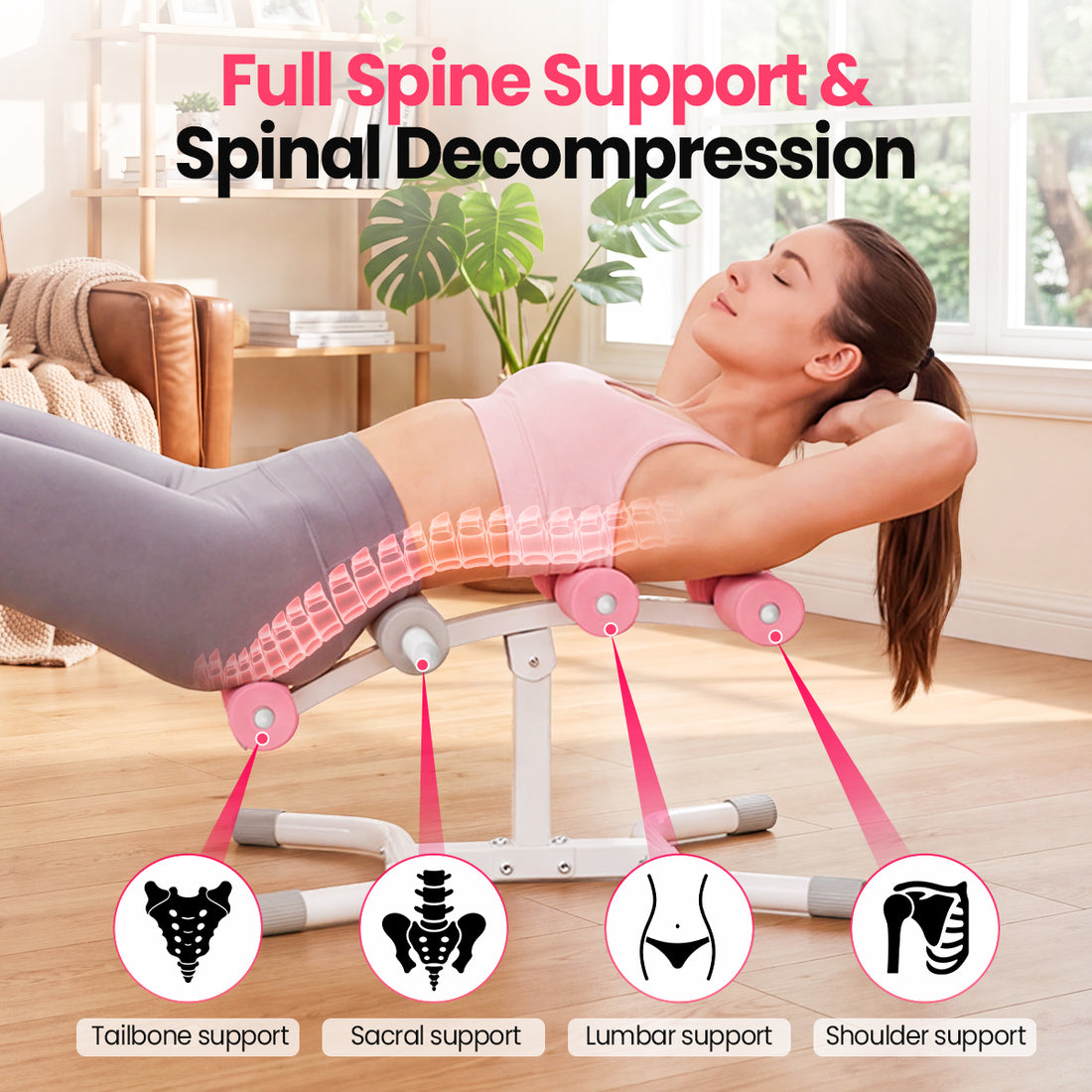 Relife 330LBS Mini Inversion Table with Massage Rollers for Home