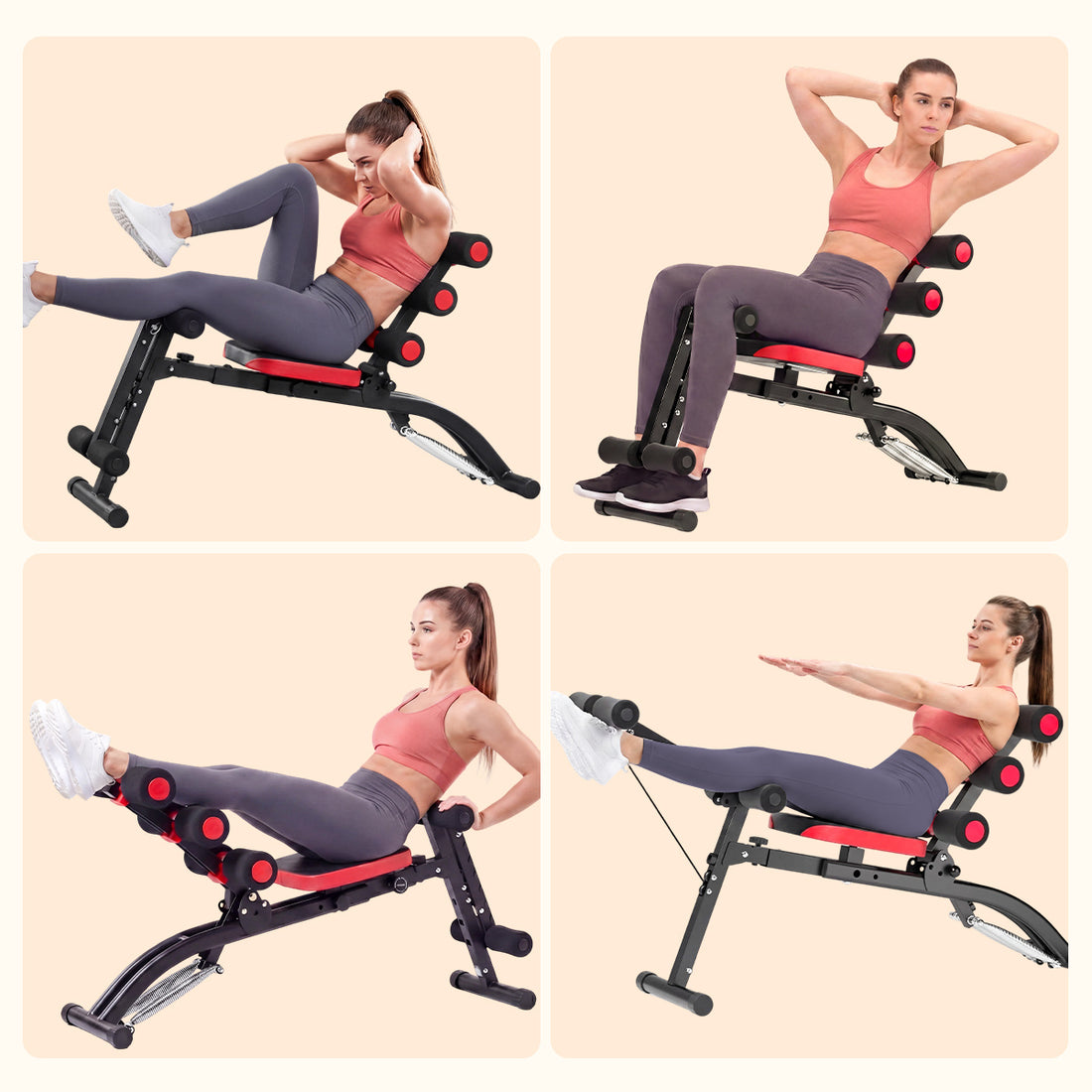 RELIFE REBUILD YOUR LIFE Foldable Ab Machine for Home Gym, Adjustable Ab Trainer & Sit Up Bench, Compact Core Workout Chair for Daily Fitness