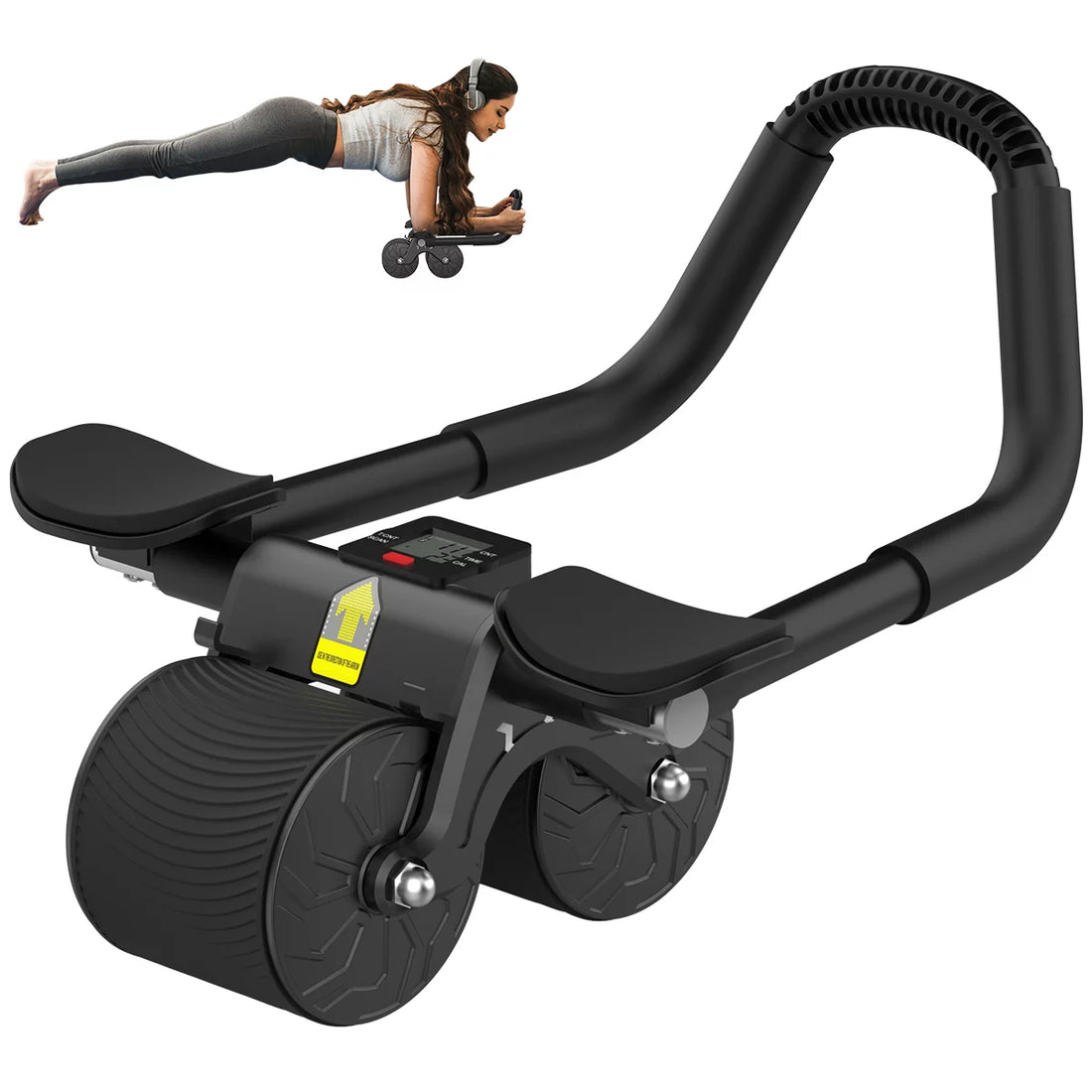 2-In-1 Ab Roller & Plank Exercise Equipment With LCD