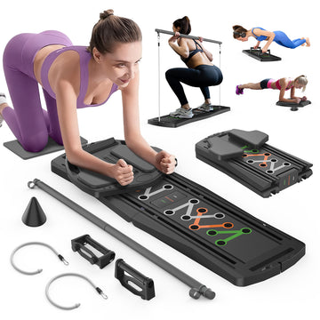 7-in-1 Pilates Reformer Board, Ab & Core Workout Machine, Foldable Home Pilates Reformer Full Body Training, 330LBS Capacity