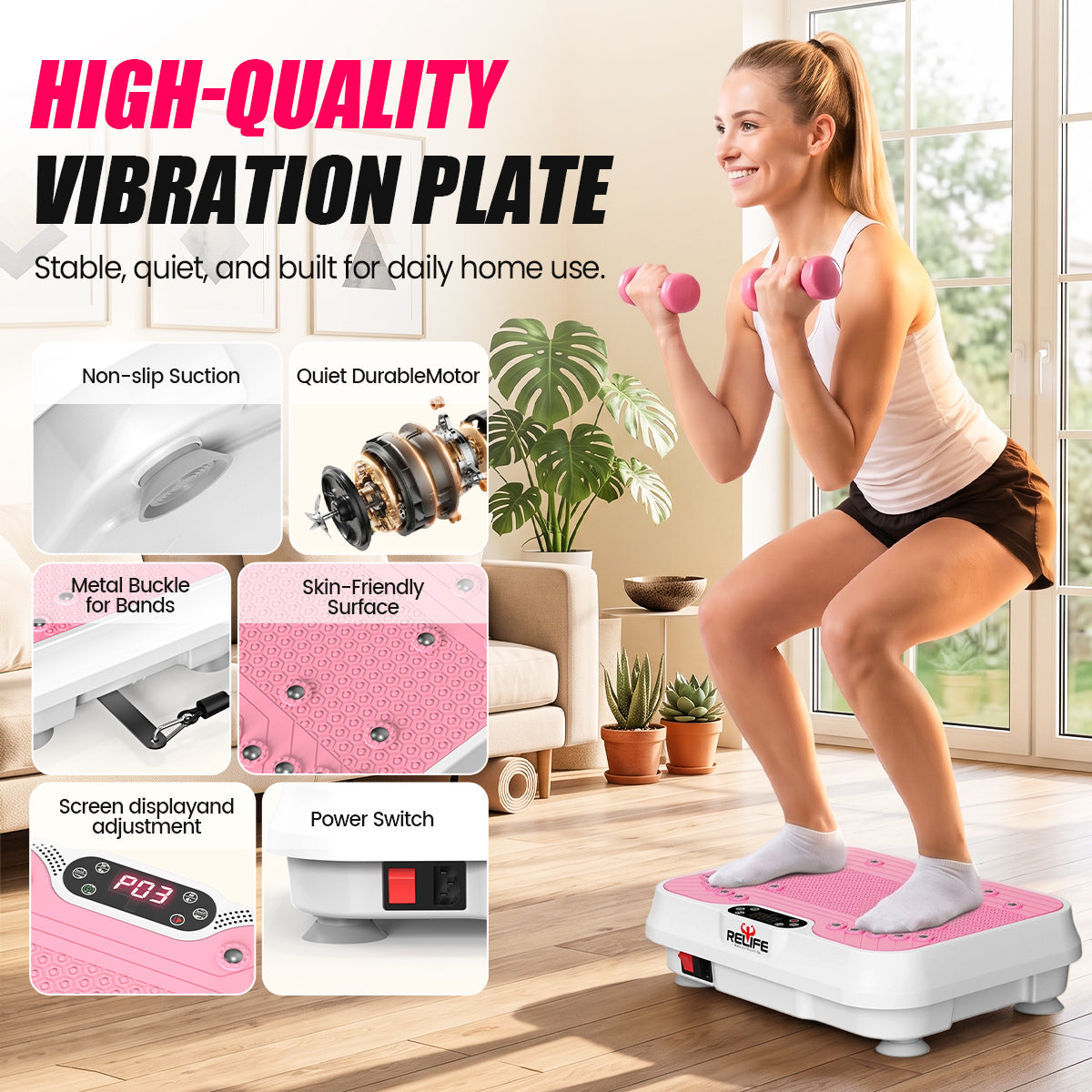 Relife vibration plate with accessories and product features
