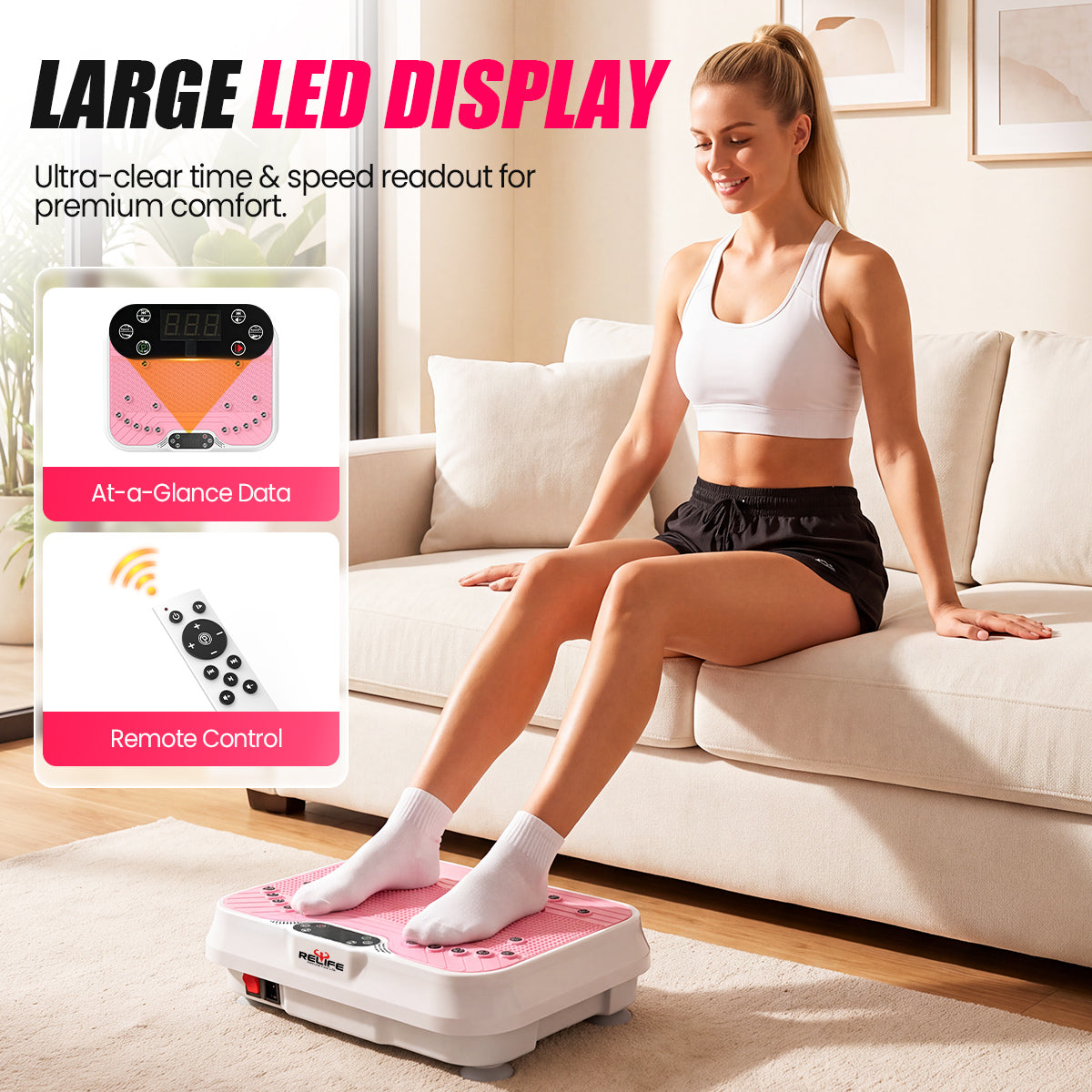 Relife vibration plate with large LED display