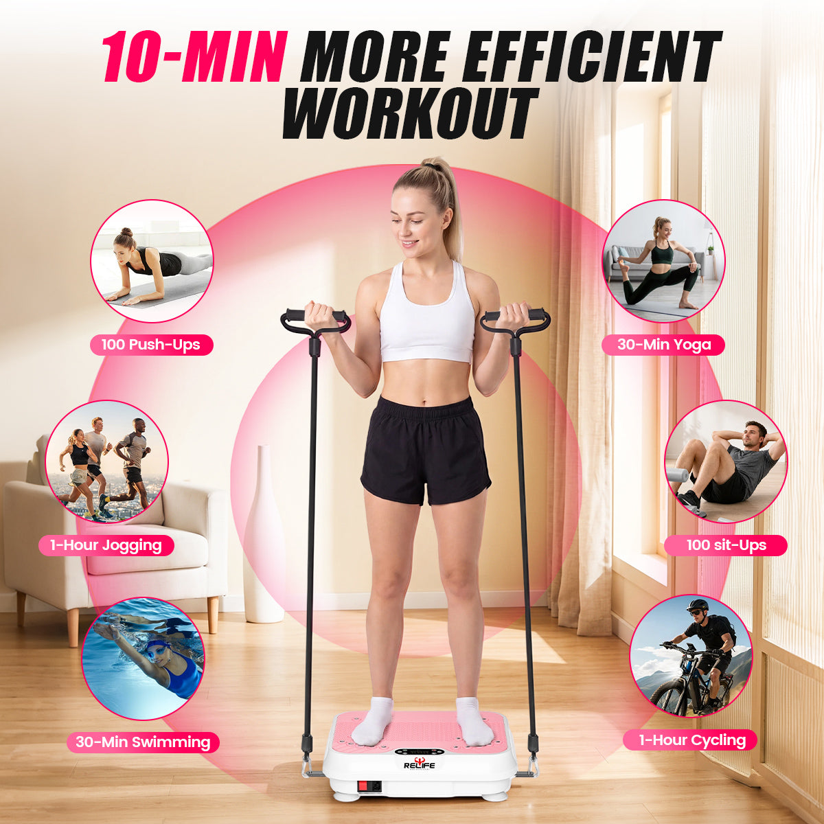 Relife vibration plate for quick daily fitness workouts
