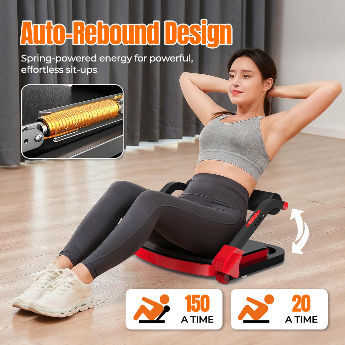 Sit-up Machine Ab Trainer, Ab Crunch Equipment for Core Workout, Home Gym Abdominal Crunch & Roll-Up Exercise Machine