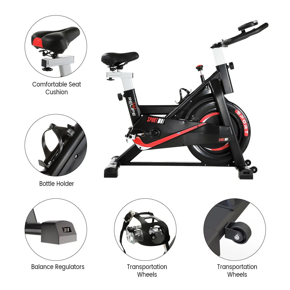 RELIFE Stationary Indoor Exercise Bike with Resistance for Home