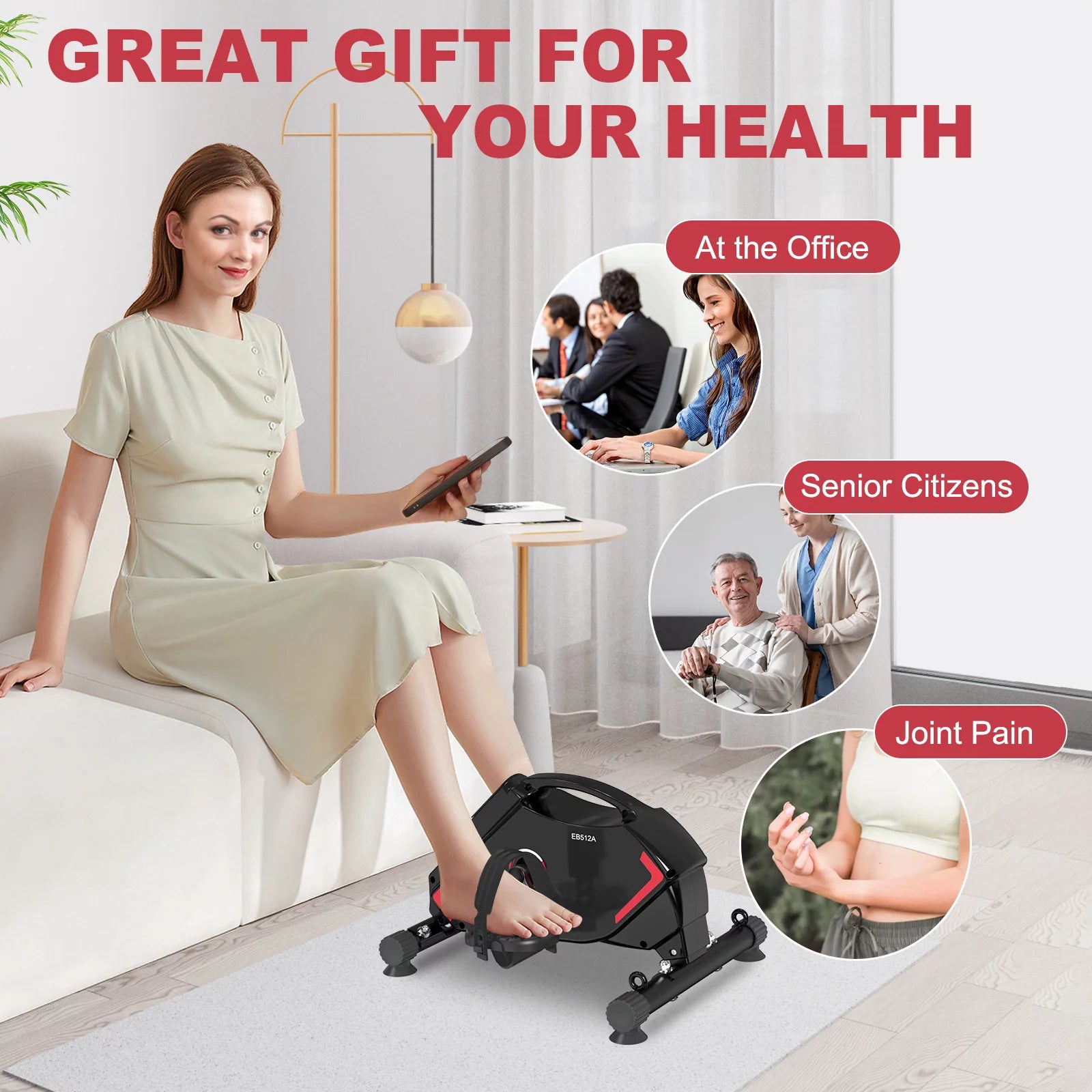 Magnetic Mini Exercise Bike with Resistance Bands