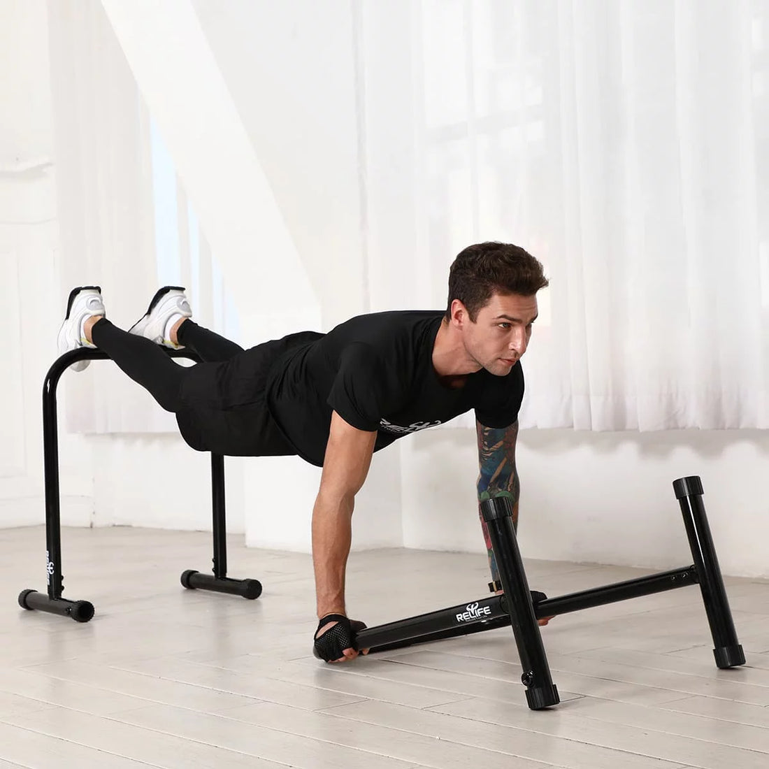 Adjustable Parallette Dip Bar Station Fitness Workout Dip Stand Station Machine for Home