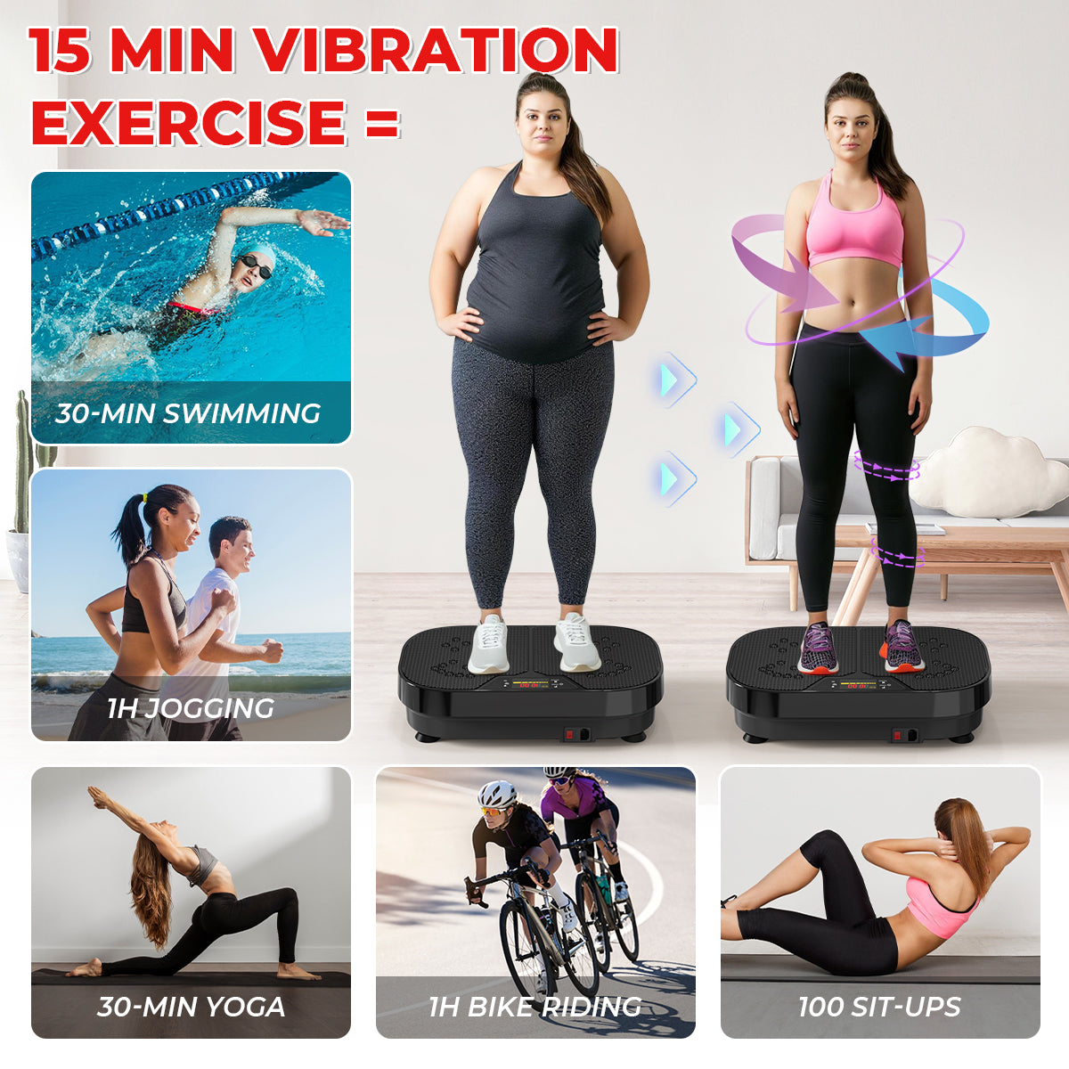 Fitness Vibration Platform with Loop Bands for Weight Loss Fitness Vibration Platform with Loop Bands for Weight Loss