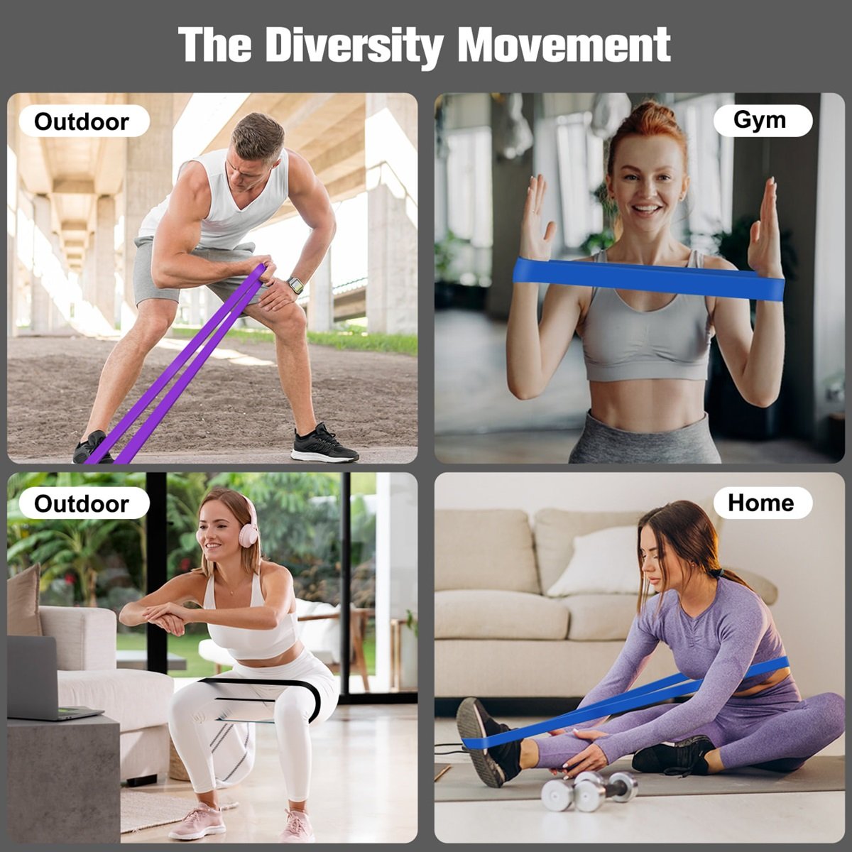 ROSAPOAR Resistance Bands Set – 5 Bänder, Unterschiedliche Stärken, Für Fitness, Yoga & Physio
