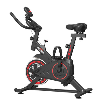 Compact Indoor Cycling Exercise Bike with LCD Monitor, Stationary Bike for Home Gym Cardio Workout
