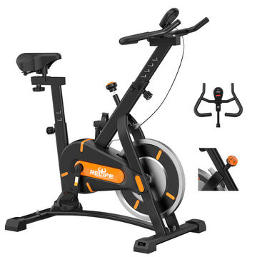 Indoor Cycling Exercise Bike with LCD Monitor, Stationary Bike for Home Gym Cardio Workout