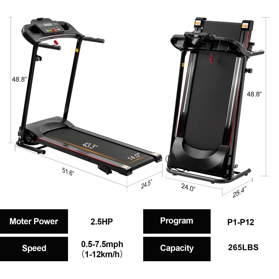 Bluetooth Enabled Folding Electric Treadmill with Incline for Home