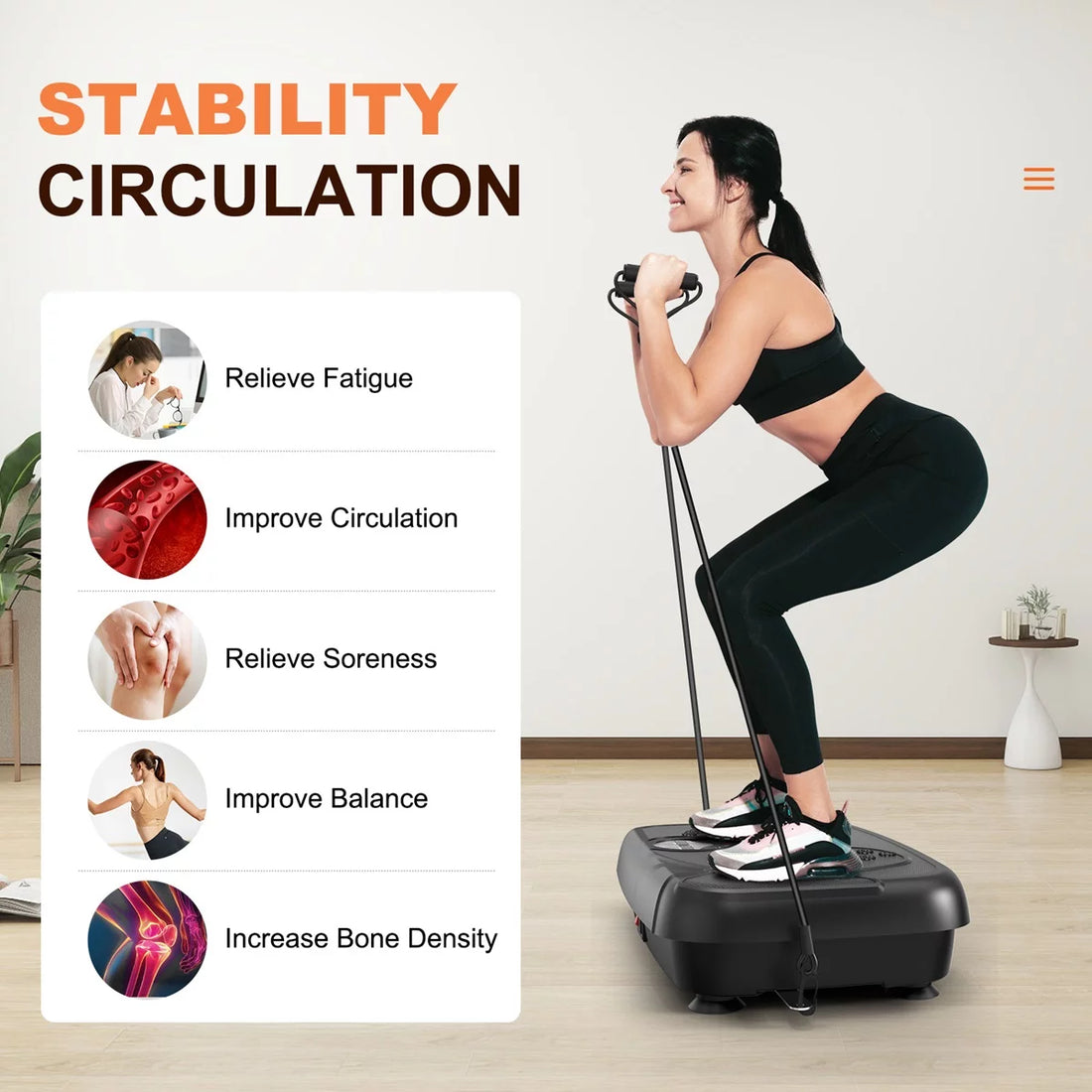 Fitness Vibration Plate Machine with Resistance Bands